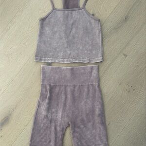 Ribbed Tank and Shorts Set in Purple